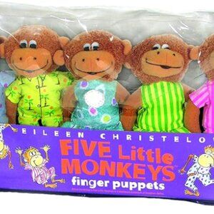 MerryMakers Five Little Monkeys Finger Puppet Playset, Set of 5